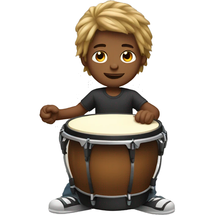 Boy with long hair playing bongo  emoji