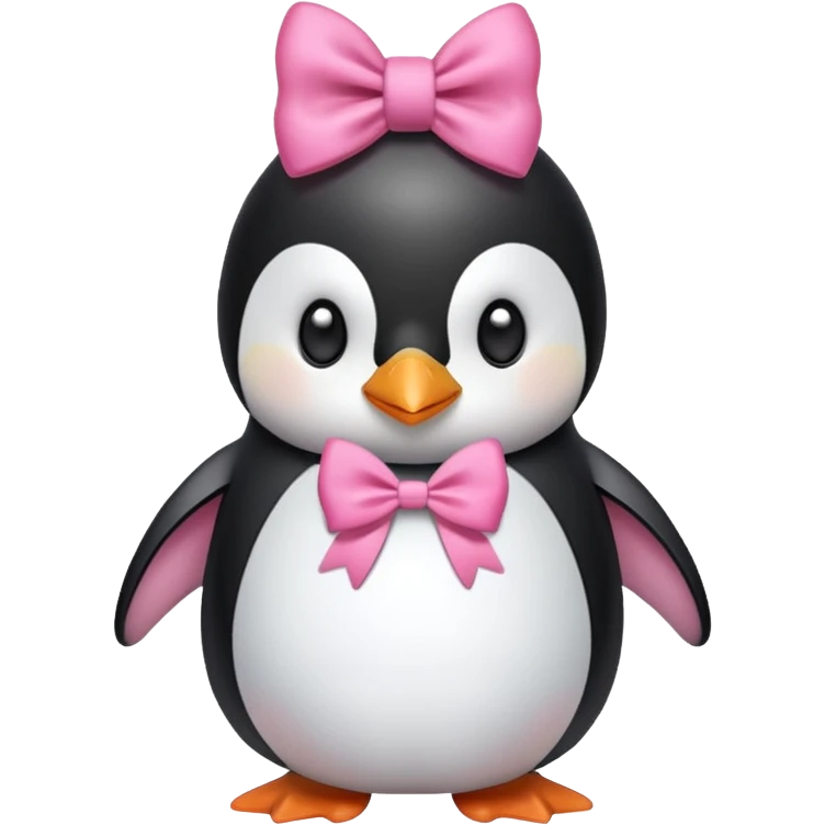 Pinguin wearing pink bow emoji