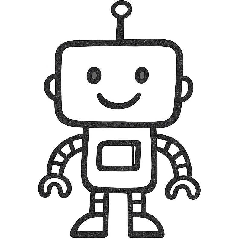 cute robot, hand drawn outline style emoji
