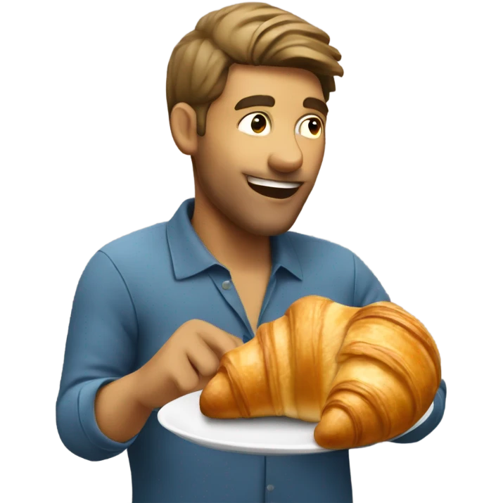 Man eating croissant emoji