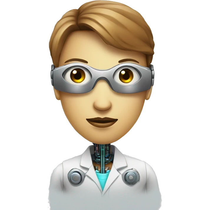 Psychotherapist cyborg with one eye robotic emoji