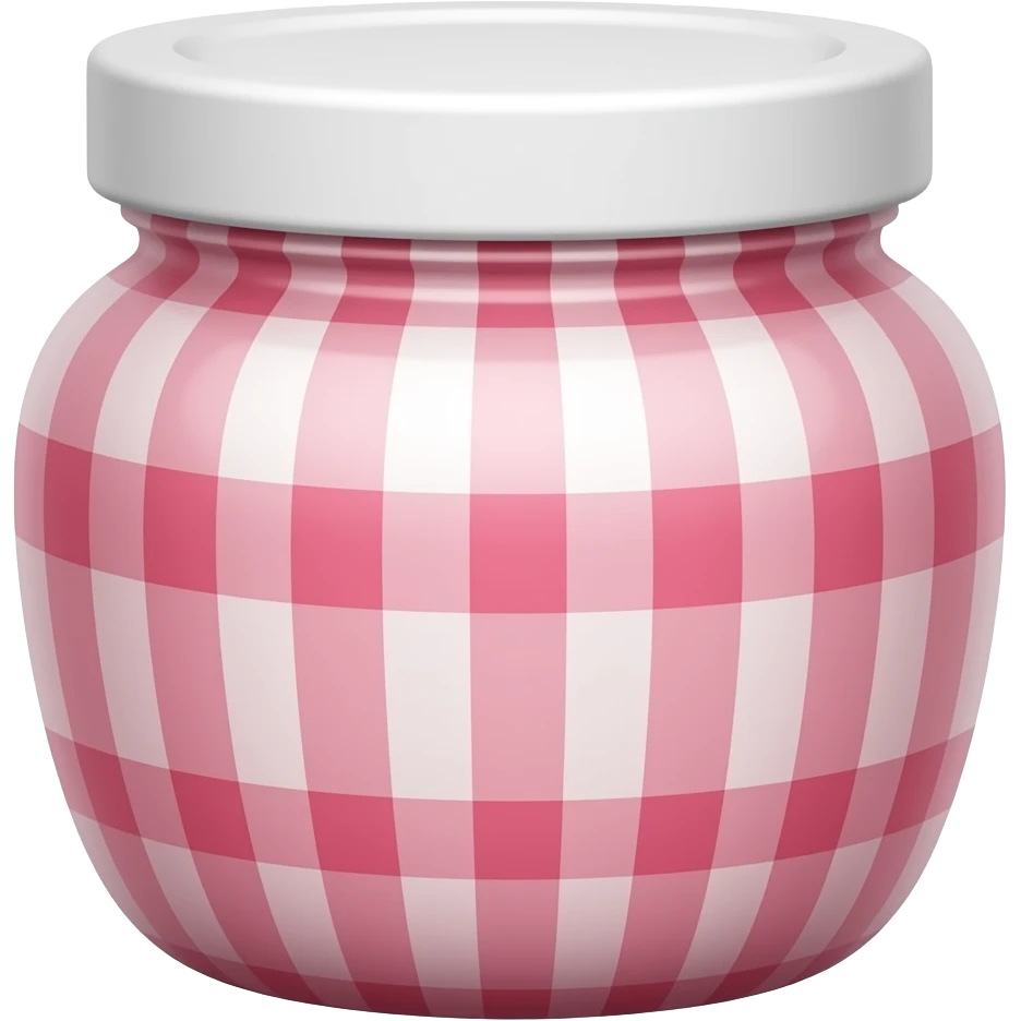 Pink and white checkered jam lided jam jar with light pink strawberry jam inside emoji