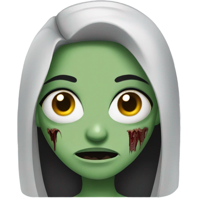 girl zombie with black long hair with teeth and serious face  emoji