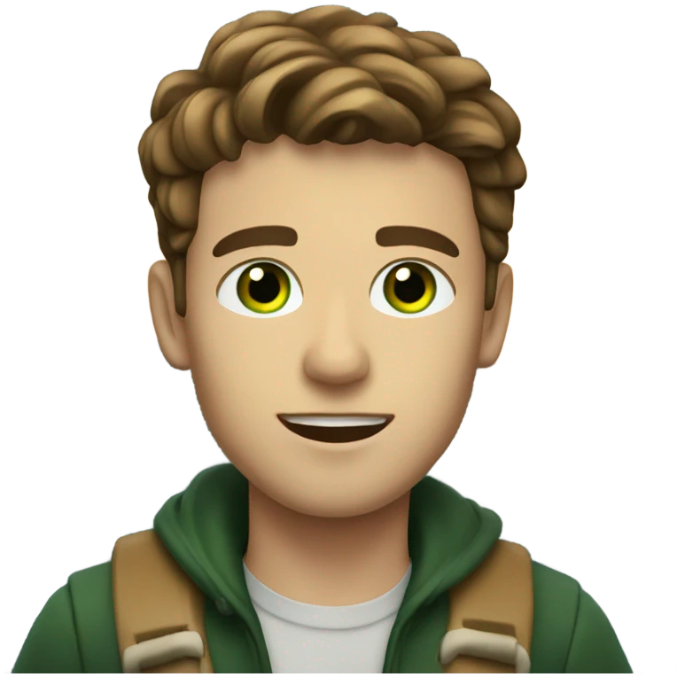 Young man with brown hair dark green eyes driving a boat emoji