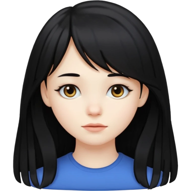 A pale skinned girl with side bangs and black long hair emoji