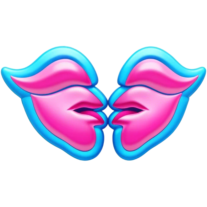
pink and blue neon sign kiss emoji