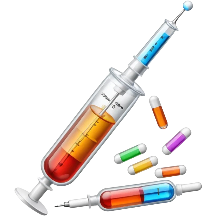 alcohol pills and drugs and serynge with needle emoji