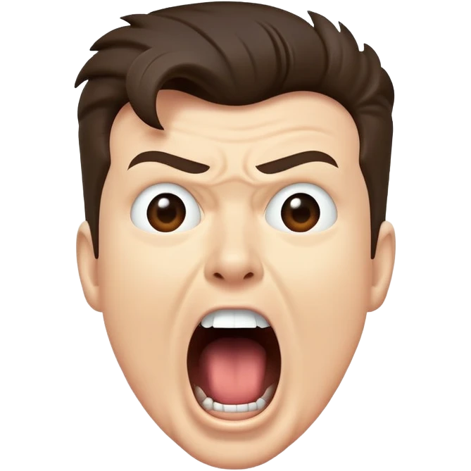 Rick Astley screaming with his mouth open so wide it takes up his own face and the entire picture including Rick Astley is cerulean and a staticky type emoji