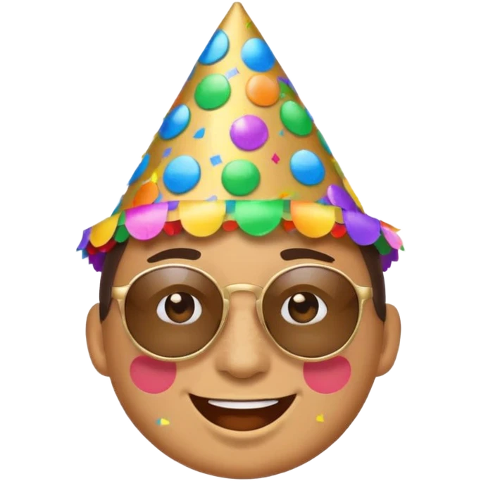 face emoji with confetti, party hat, and sunglasses emoji