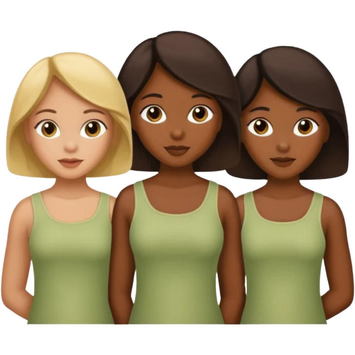 3 filles jumelles : une noire, une chinoise et une colombienne emoji