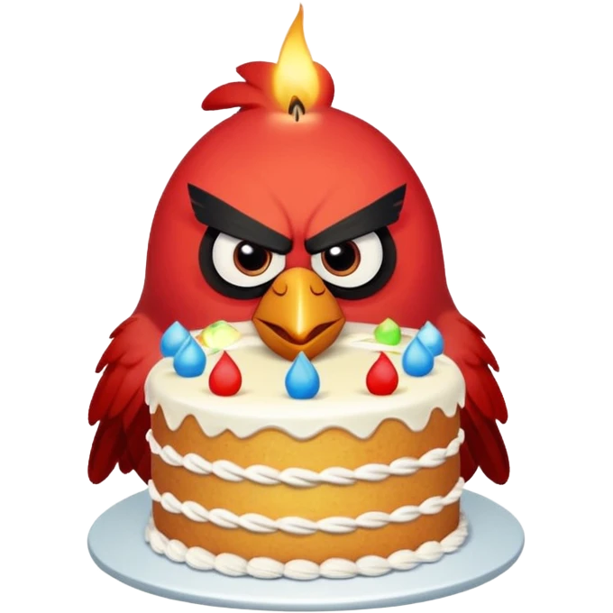 Angry bird with a cake emoji