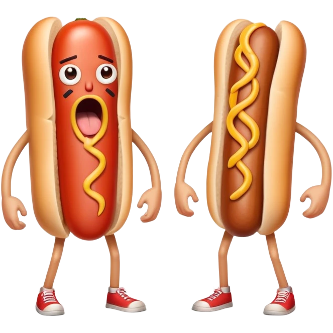 Hotdog arms and legs mad face  emoji