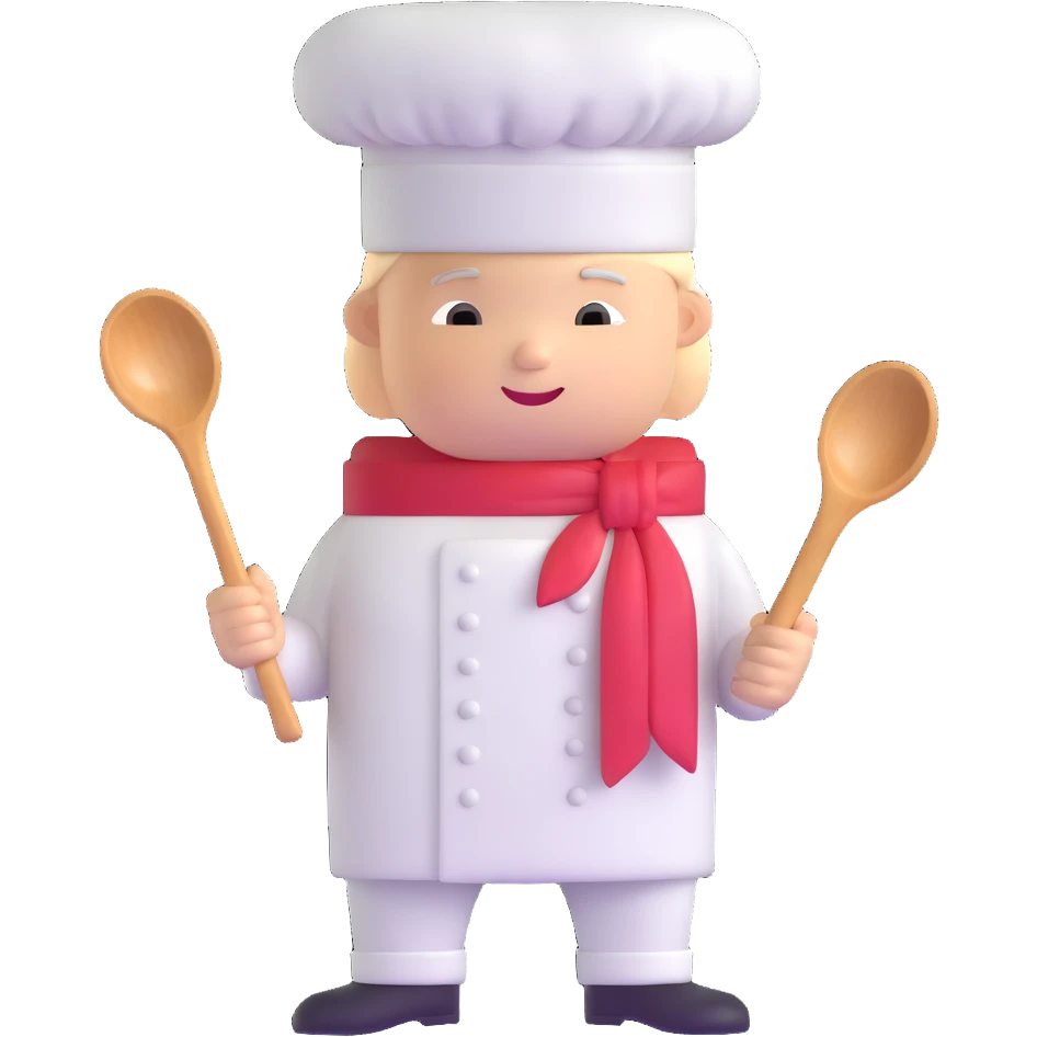 professional chef holding a large spoon emoji