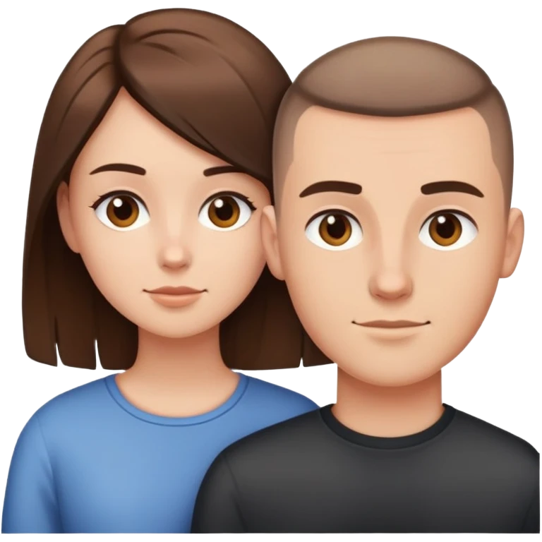 A couple a guy with buzzed haircut girl with long brown hait emoji