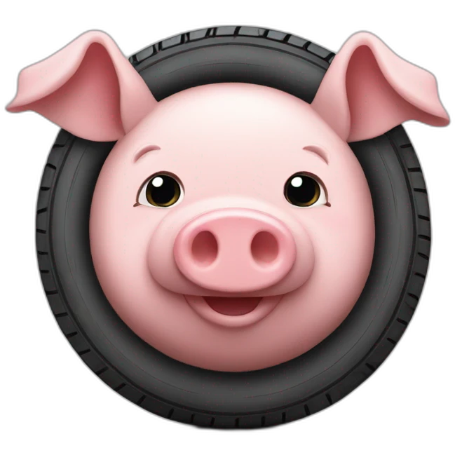 Tire-shaped pig emoji