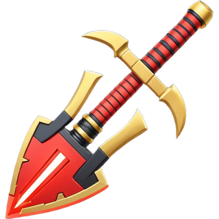 samurai themed space miner tool icon, futuristic mining tool inspired by katana, Japanese armor details, red black gold color palette, glowing energy accents, 3D cartoon, mobile game icon style, clean background, soft shadow, no text, no watermark

 emoji