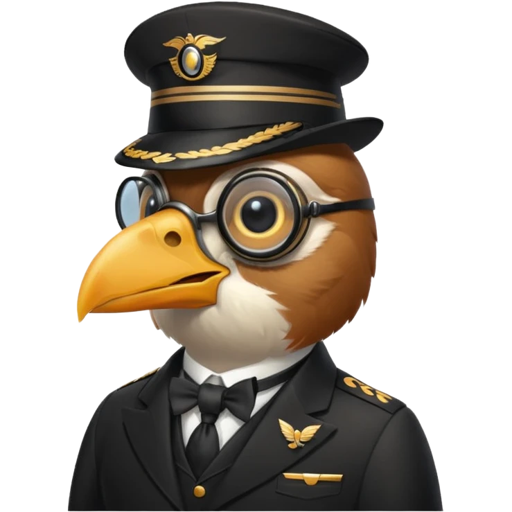 pilot bird in black suit emoji