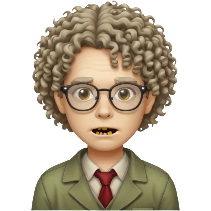 curly hair zombie with glasses emoji