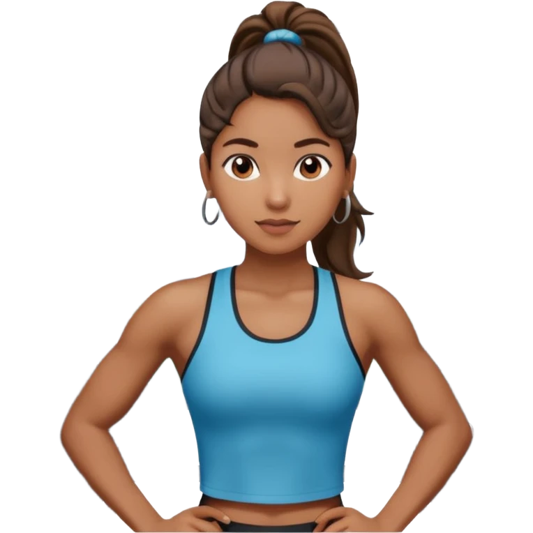 Mujer en gimnasio, peruana con coleta  emoji
