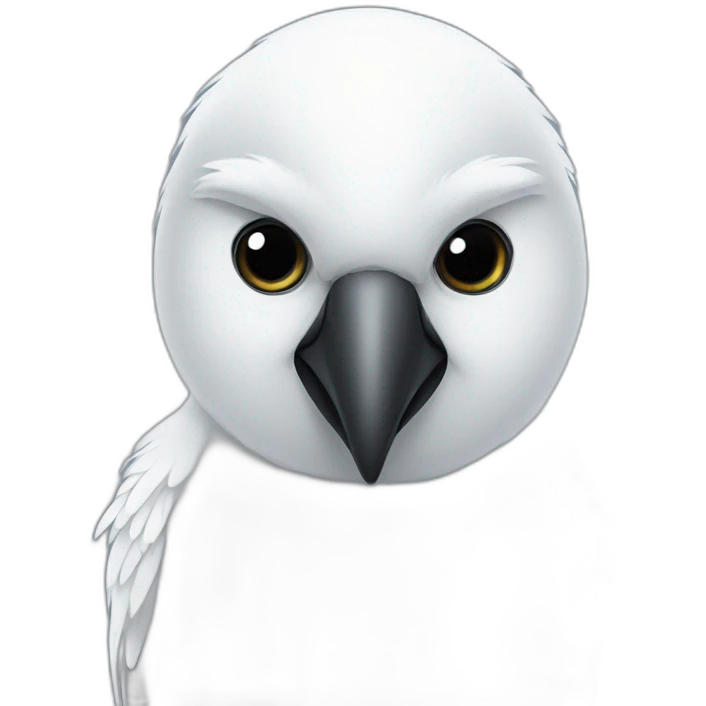 white tall bird with blac eyes emoji