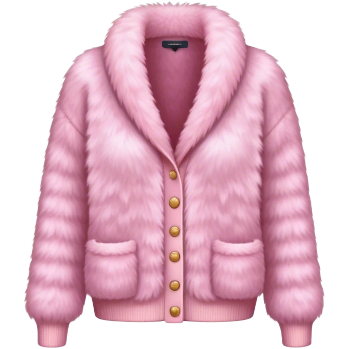 A fluffy pink fur cardigan with a cozy and stylish design emoji
