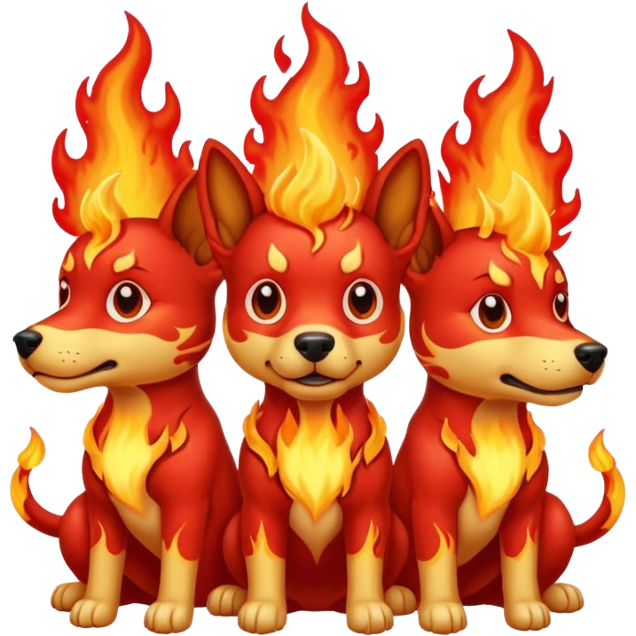 Perro de tres cabezas con fuego  emoji