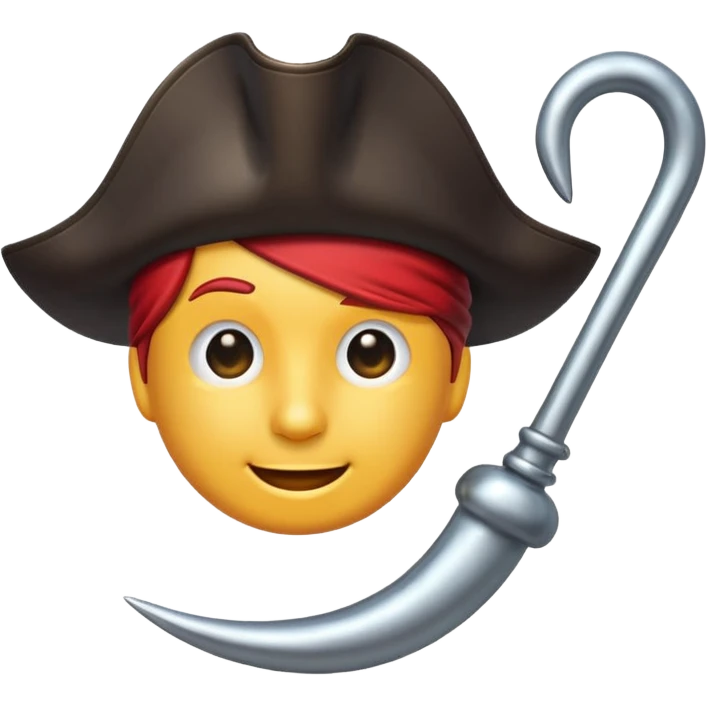 Pirate Hook, clean vector emoji,  white background emoji