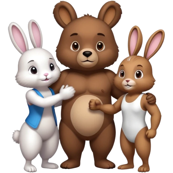 a fitness bear and a fitness bunny doing a handshake emoji
