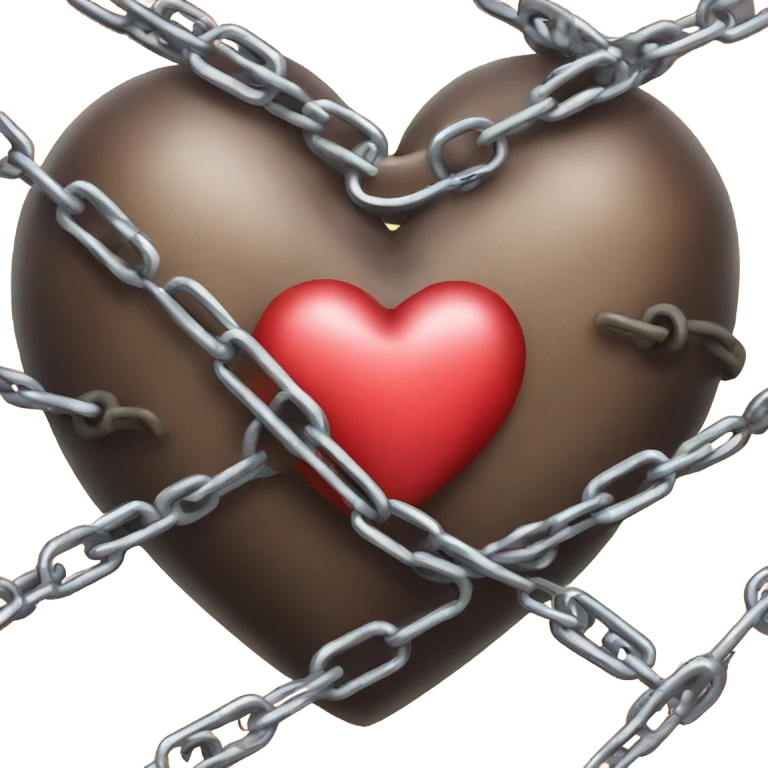 a heart, with a chain and padlock wrapped around emoji