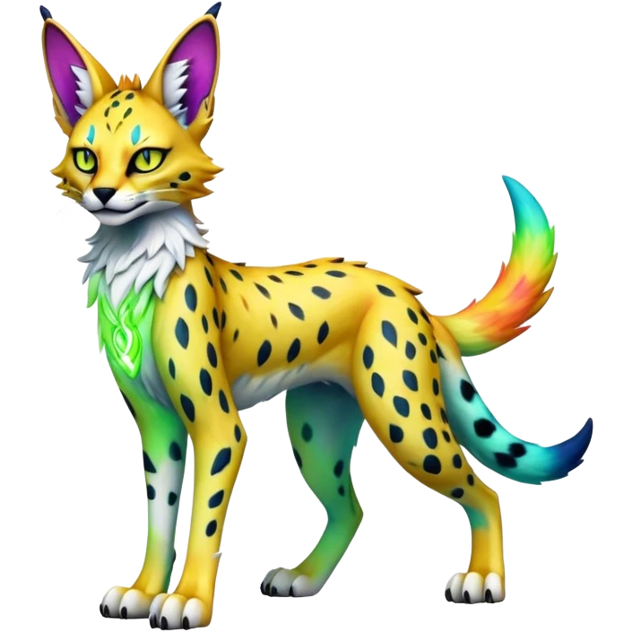 Epic Edgy Colorful ethereal eldritch Sergal-Serval-Vernid full body emoji