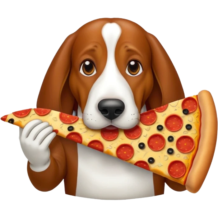 Basset hound with a pizza emoji