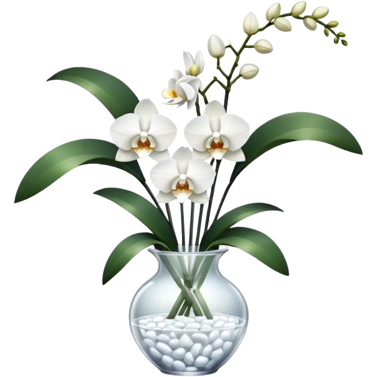 Bouquet of white orchids in crystal vase emoji