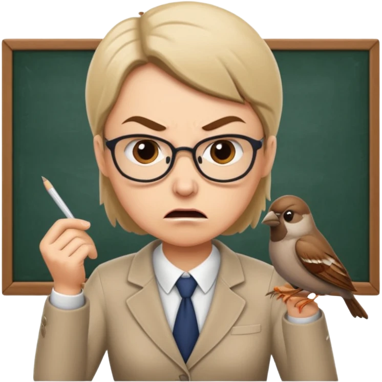 Angry teacher will scold Sparrow in the Busi School emoji