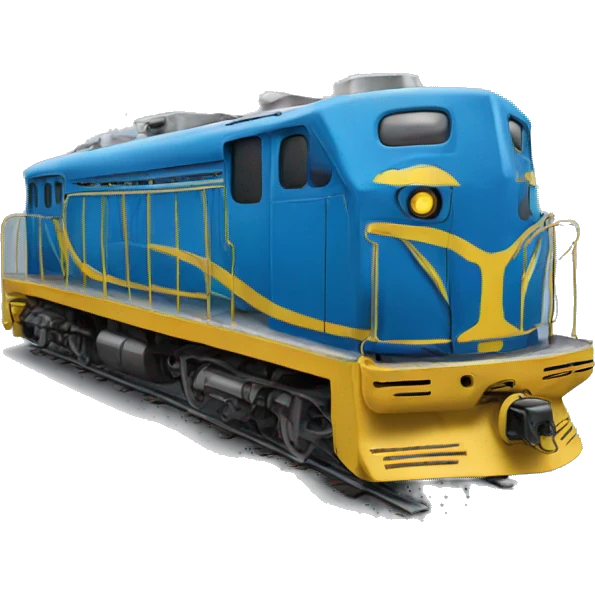 Blue and yellow old train emoji