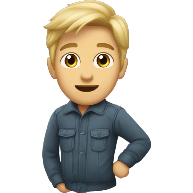 Девочка блондинка с сердечком целует мальчика брюнета  emoji