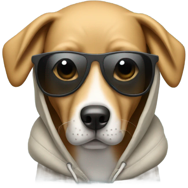 Make a dog wearing sunglasses and a hoodie emoji