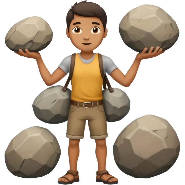 Guy carrying 3 rocks emoji