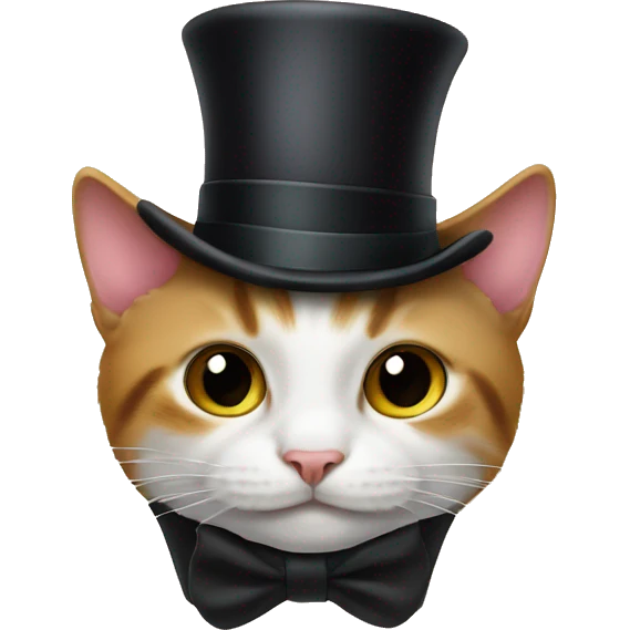 Cat hiding inside an upside down top hat emoji