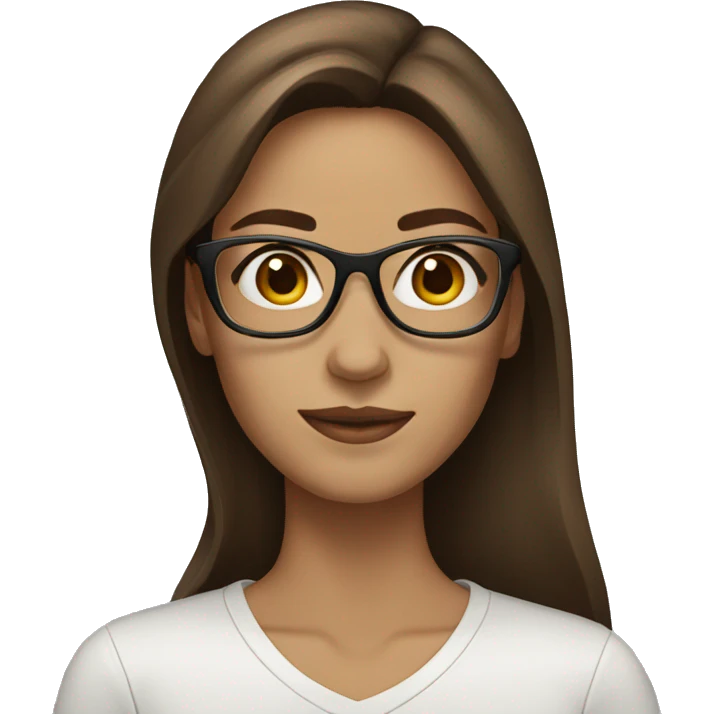 Woman brown glasses long brown hair emoji