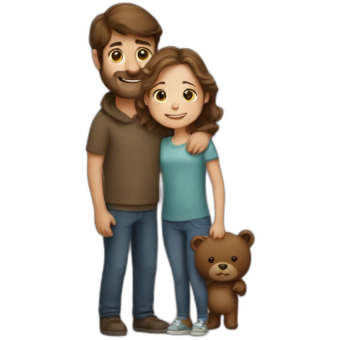 man with brown bear hugging girl with brown hair emoji