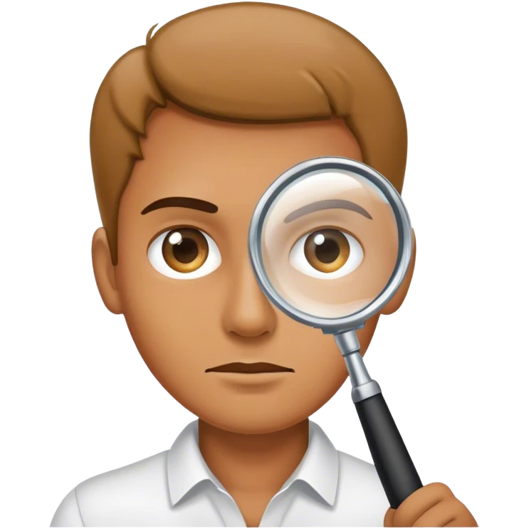 man looks through a magnifying glass emoji