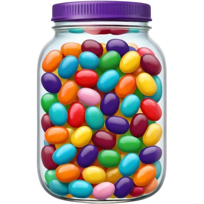 A Jar Without A Face & With Red, Orange, Yellow, Green, Dark Green, Blue, Purple, Indigo, Violet, Pink, Brown, White, Grey, Black, Cyan, Magenta, Maroon, Beige, Lavender & Teal Colored Jelly Beans Inside emoji