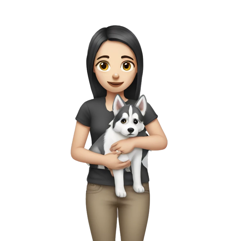 Pale girl holding a husky emoji