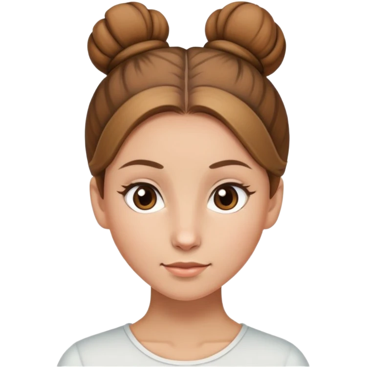 Light brown hair, light brown eyed female with one bun on the top center of her head emoji