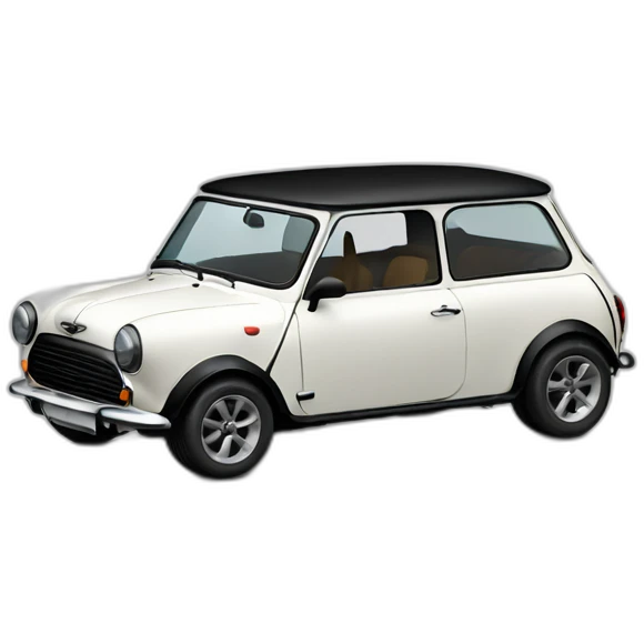 white classic mini cooper with black hood emoji