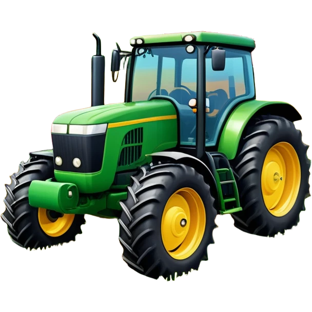 An icon showing close-up tractor in a colorful rural landscape, inspired by Farming Simulator 23. The design features vibrant fields, barns, and crops under a bright sky, with tractors working the land. The peaceful and immersive farming environment is highlighted with a transparent background emoji