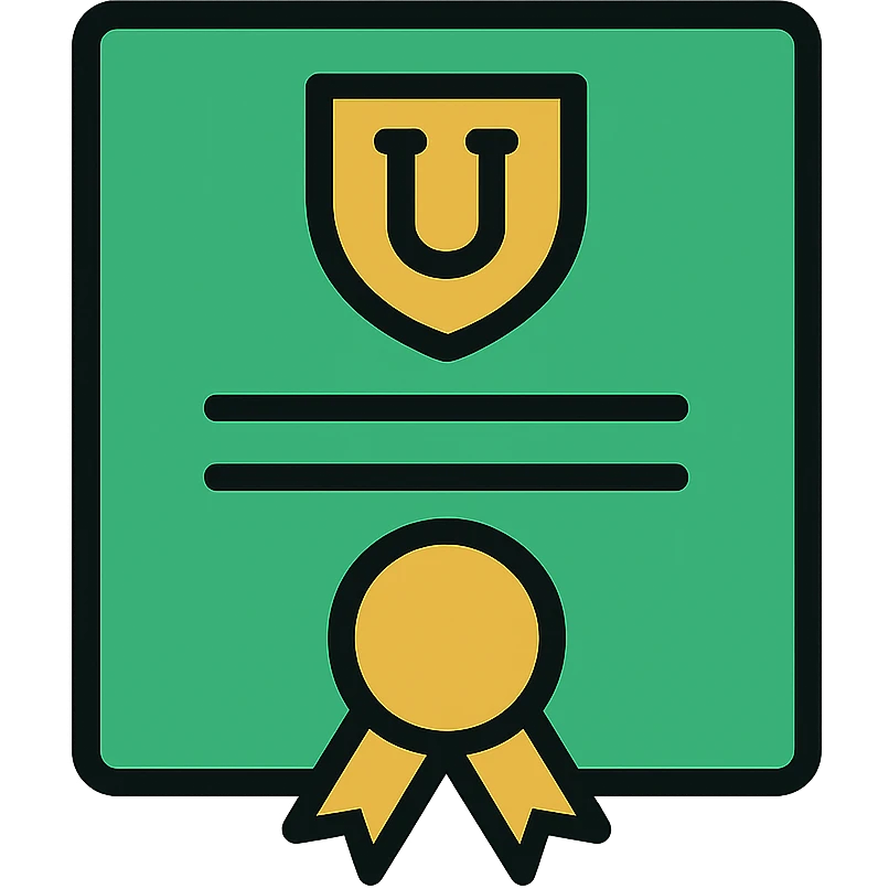 university degree or diploma, professional style, green gold and white color scheme, bold and clear, suitable for digital use emoji
