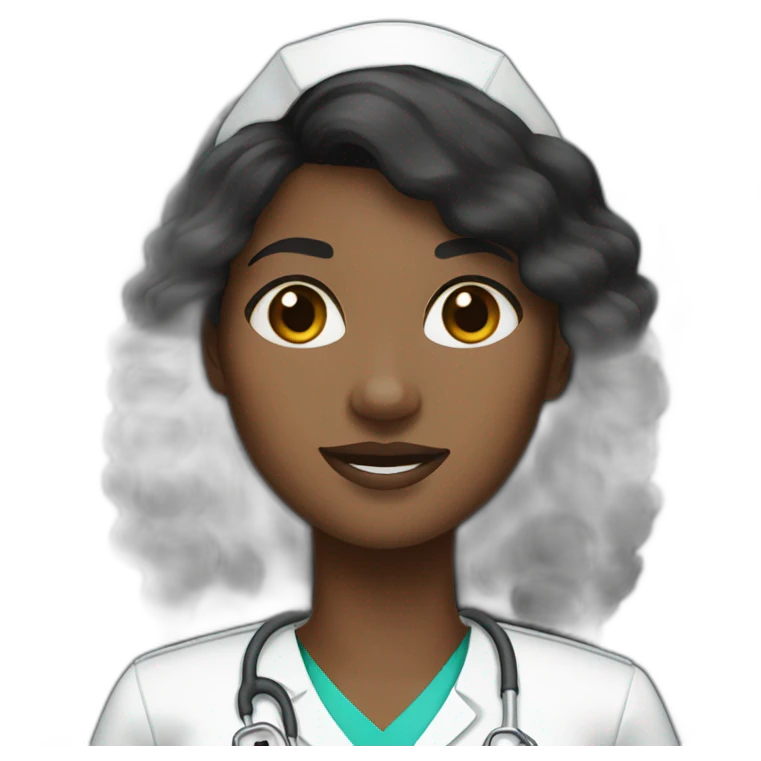 Nurse black woman straight hair no glasses emoji