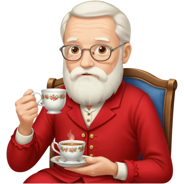 Bearded elderly with teacups long beard read dress emoji