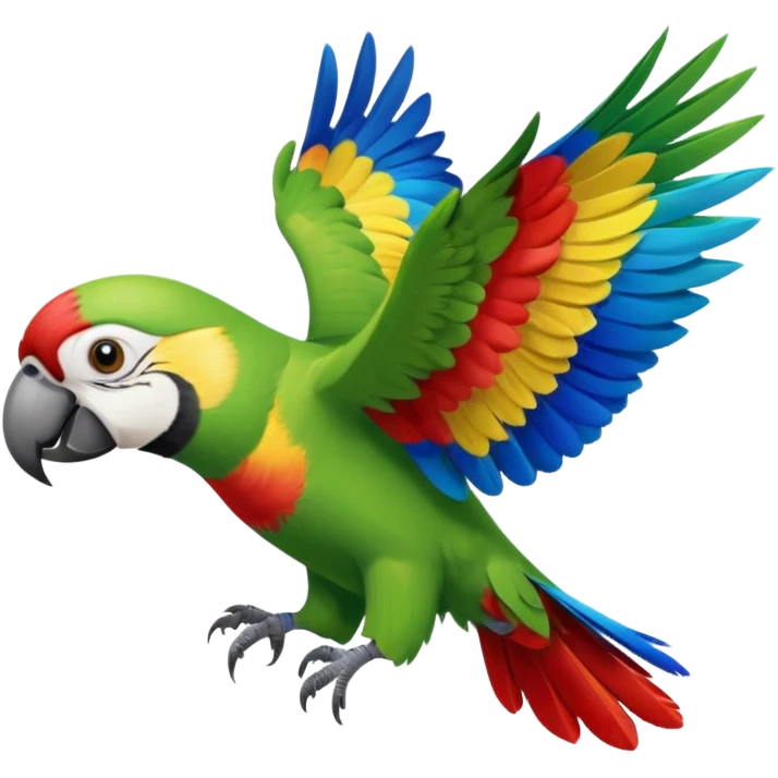 Flying parrot with a face view emoji